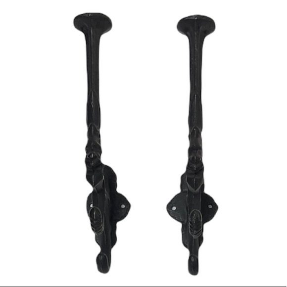 Antique Cast Iron Wall Hooks Ornate Vintage Decorative Cast Iron Scroll Hooks - Picture 2 of 5